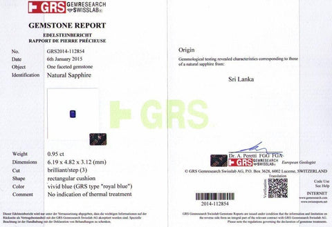 Royal Blue Sapphire certified