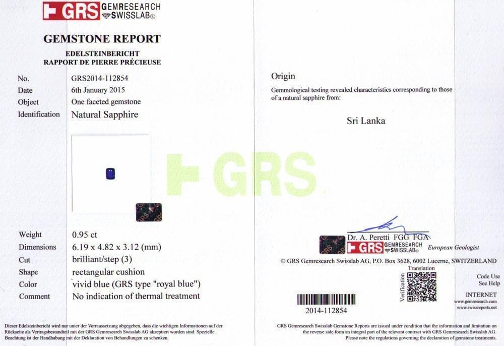 Royal Blue Sapphire certified