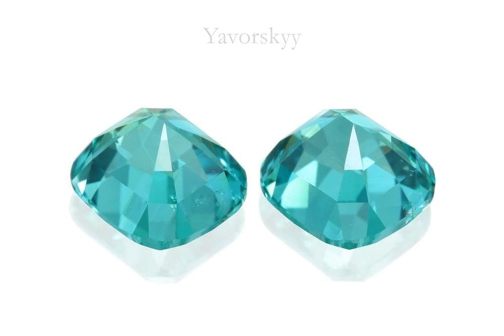 Back side picture of cushion tourmaline 2.1 cts matched pair