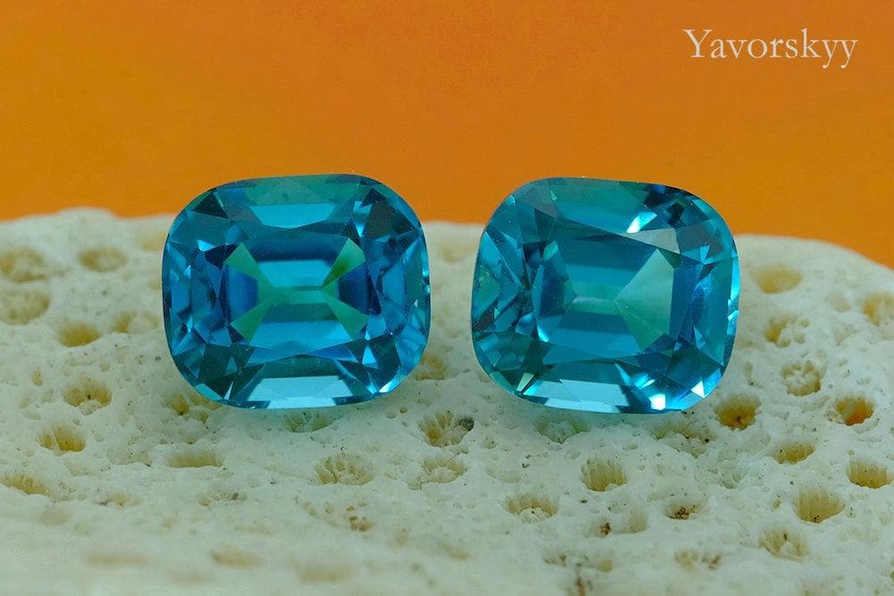 A pair of tourmaline cushion 2.75 carats front view photo