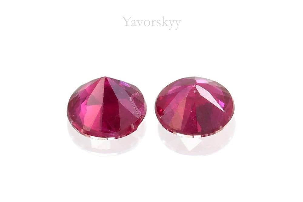 Photo of back side of ruby 0.19 ct match pair