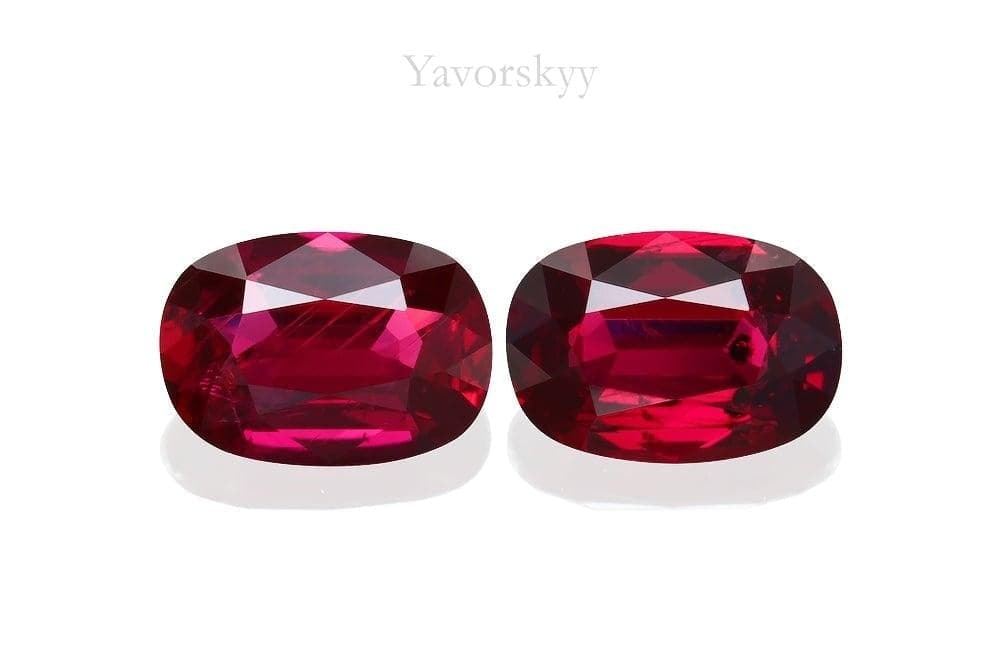 Top view image of cushion ruby 0.93 ct matched pair