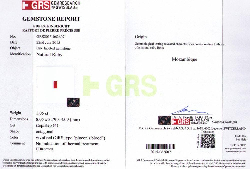 Ruby no heat 1.05 cts - Yavorskyy