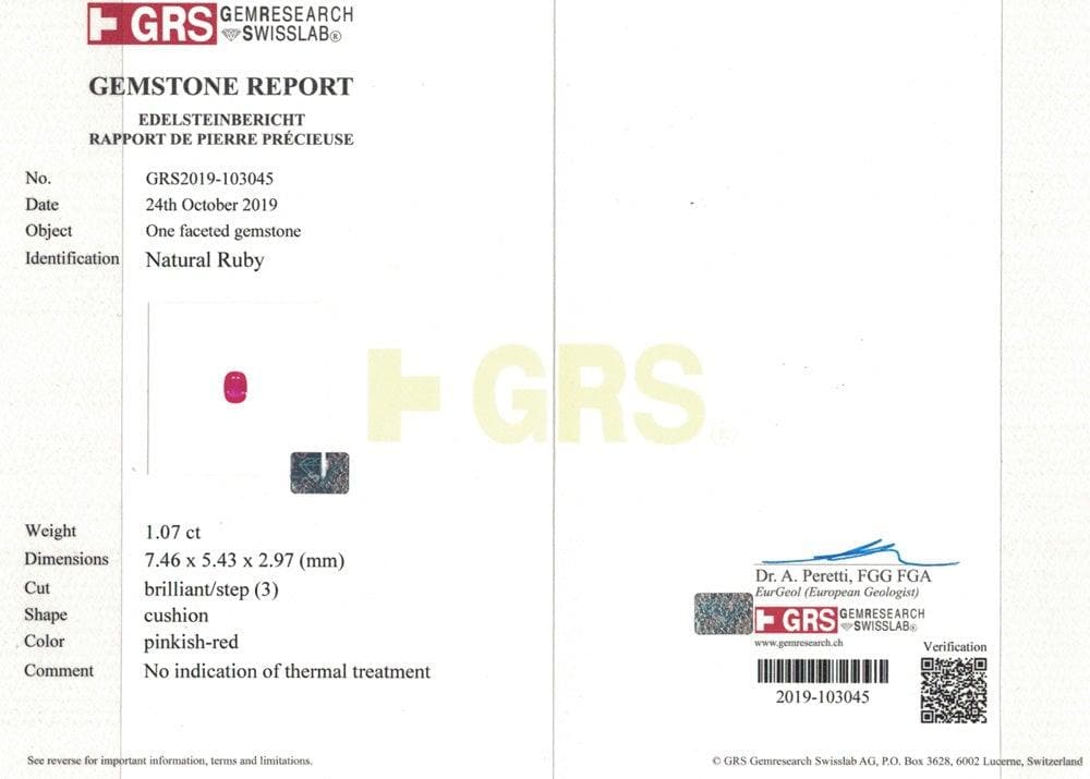 Ruby No Heat 1.07 cts - Yavorskyy