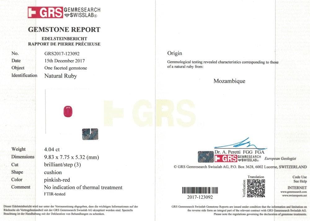 Ruby No Heat 4.04 cts - Yavorskyy