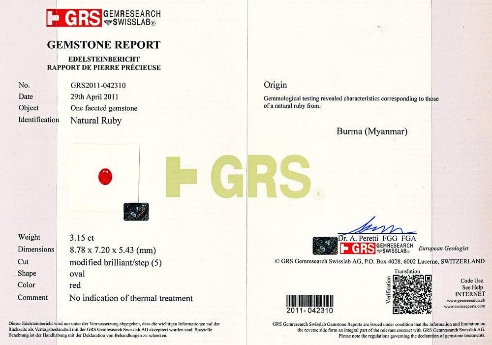 Burmese Ruby GRS Certified
