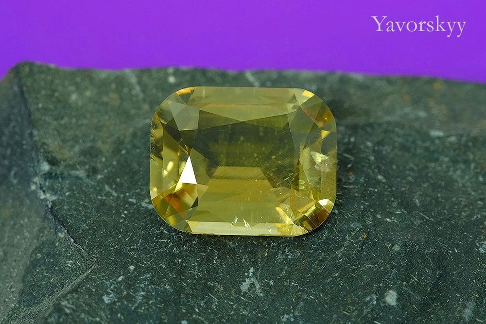 A top view photo of 7.13 ct scapolite cushion