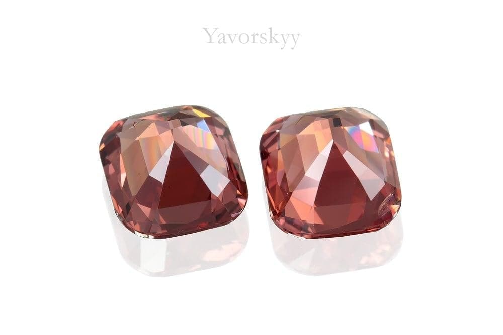 Back side picture of cushion red spinel 1.7 cts match pair