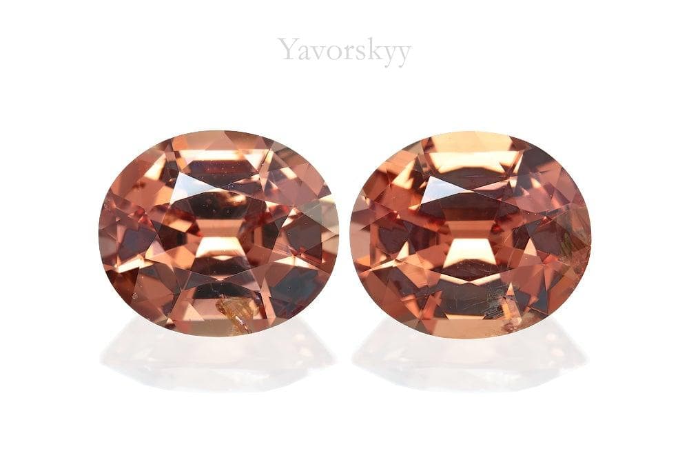 Front view photo of oval orange spinel 2.8 cts matched pair