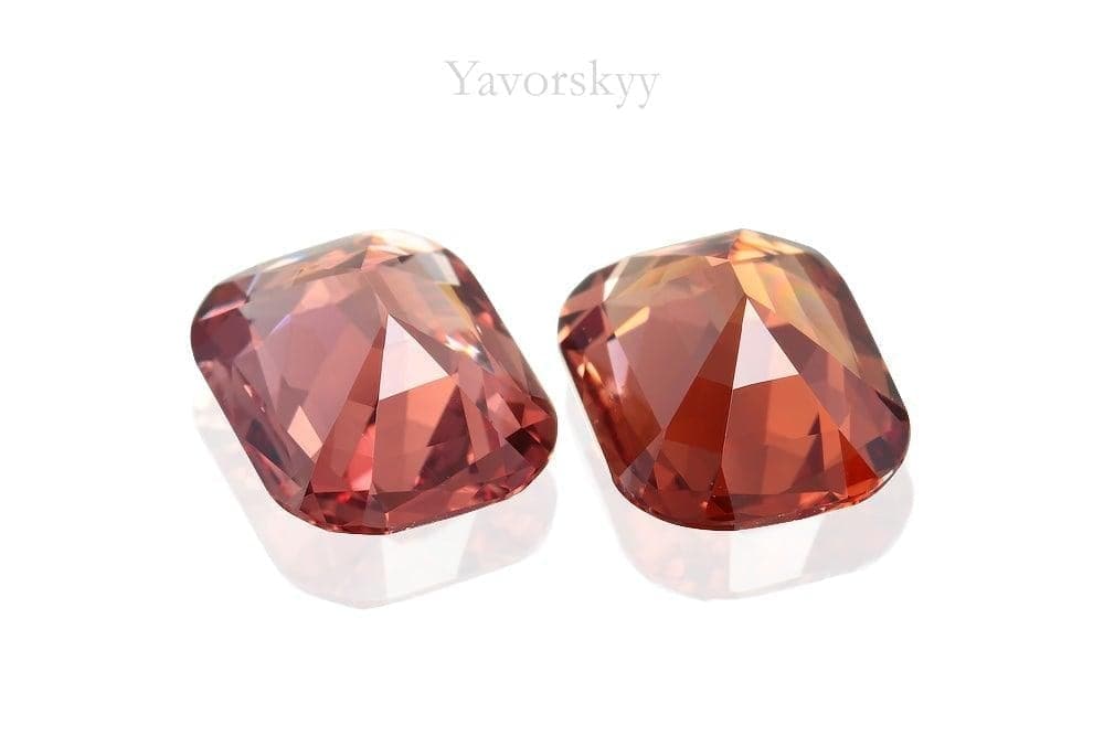 Back side image of cushion orange spinel 2.8 cts pair