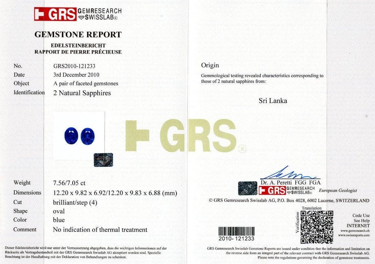 A certificate picture of 14.61 cts blue sapphire