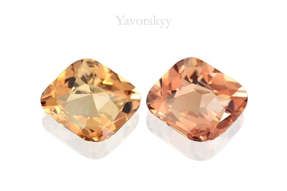 Bottom view photo of cushion tourmaline 4.5 cts matched pair