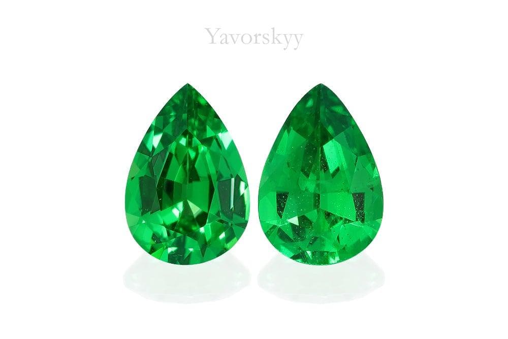 Picture of match pair tsavorite 1.01 carat pear shape
