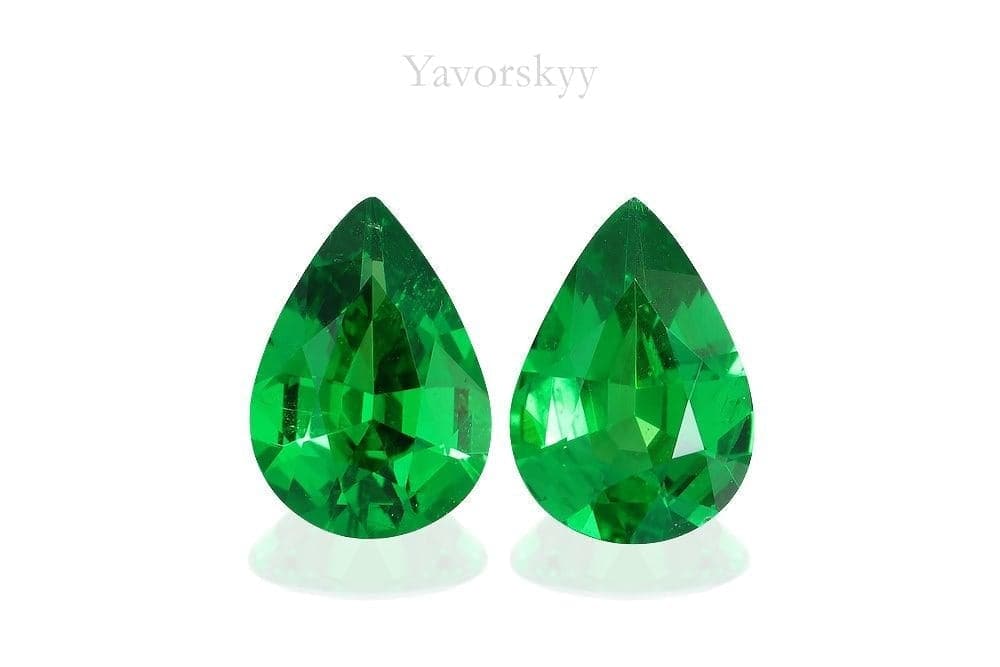 Top view image of pear tsavorite 1.12 cts pair