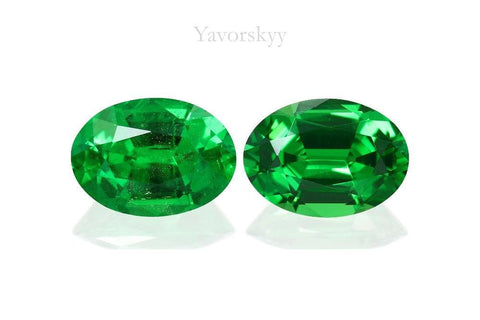 Front view photo of oval tsavorite 1.95 cts pair