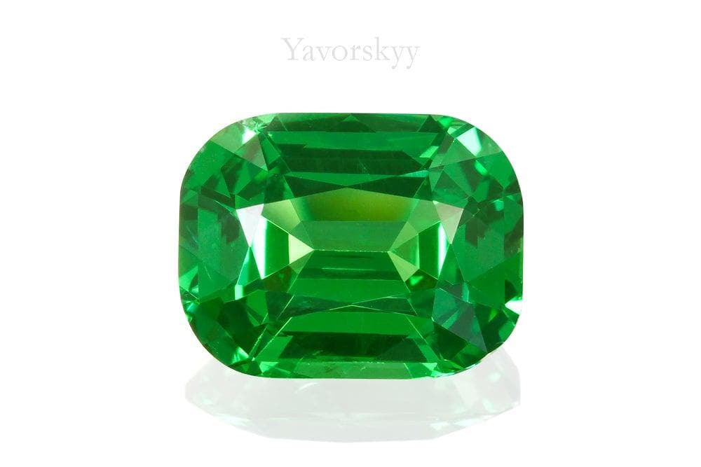 3.11 cts tsavorite cushion shape front view photo