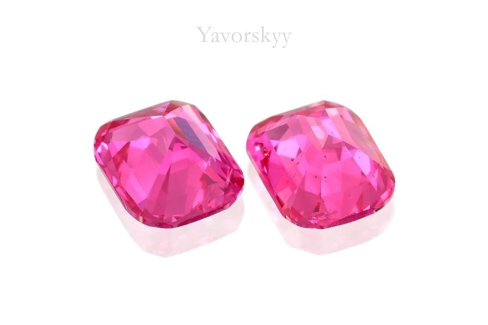 Back side image of cushion red spinel 1.41 cts matched pair