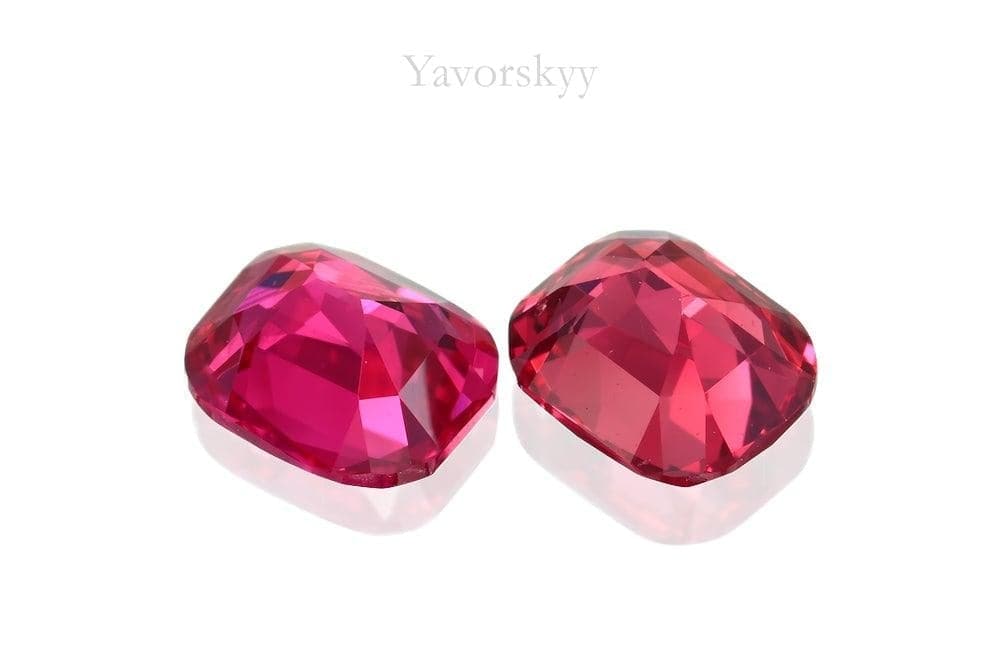 Back side image of cushion red spinel 1.19 cts pair