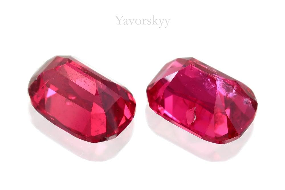 Bottom view image of cushion red spinel 2.19 carats pair
