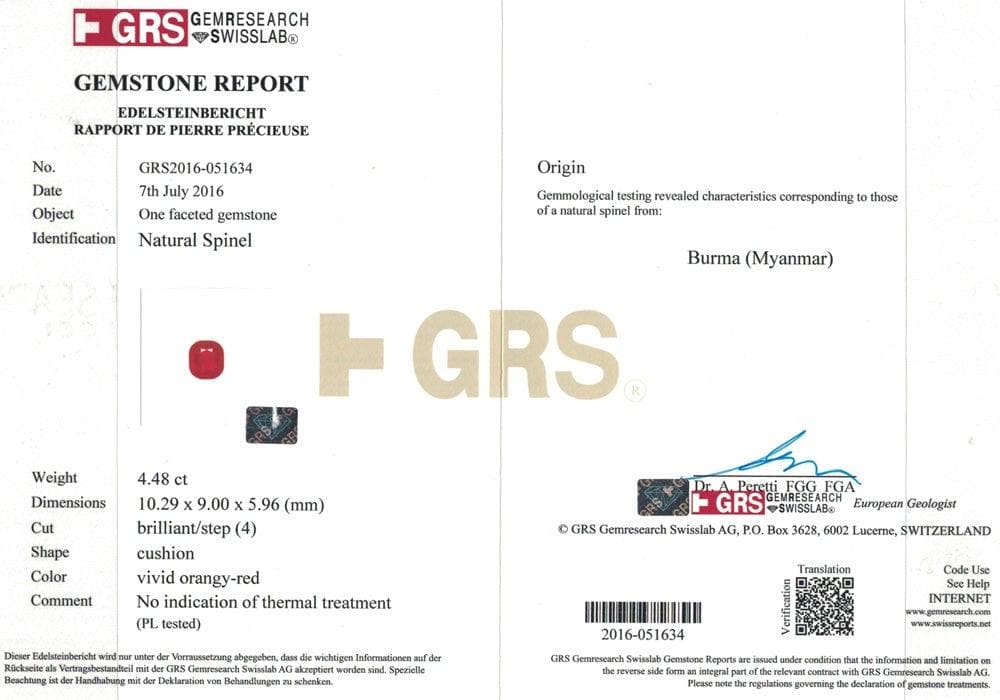 neon red spinel certified