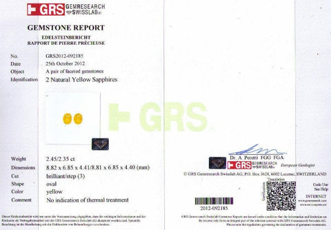 Certificate of sapphire 4.8 cts