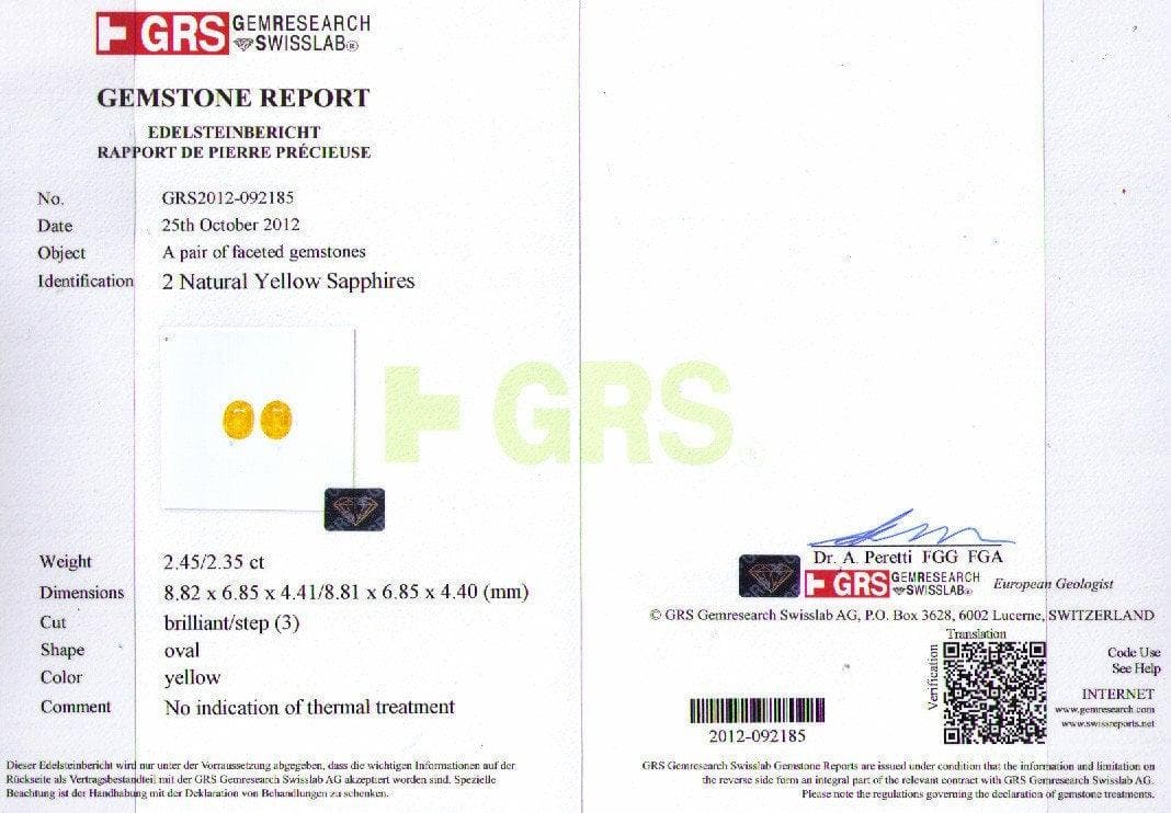Certificate of sapphire 4.8 cts