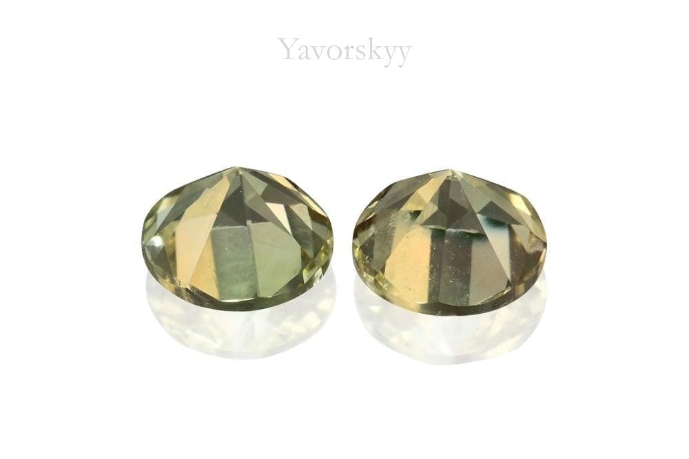 Back view photo of yellow Tourmaline pair 1.03ct round