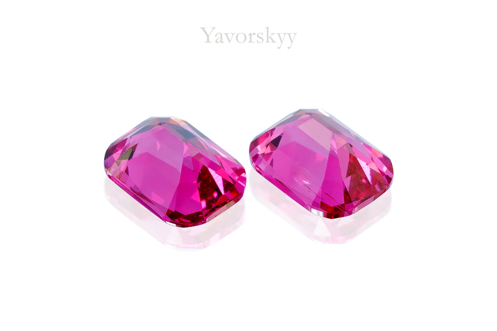 Bottom view photo of matched pair red spinel 0.46 carat