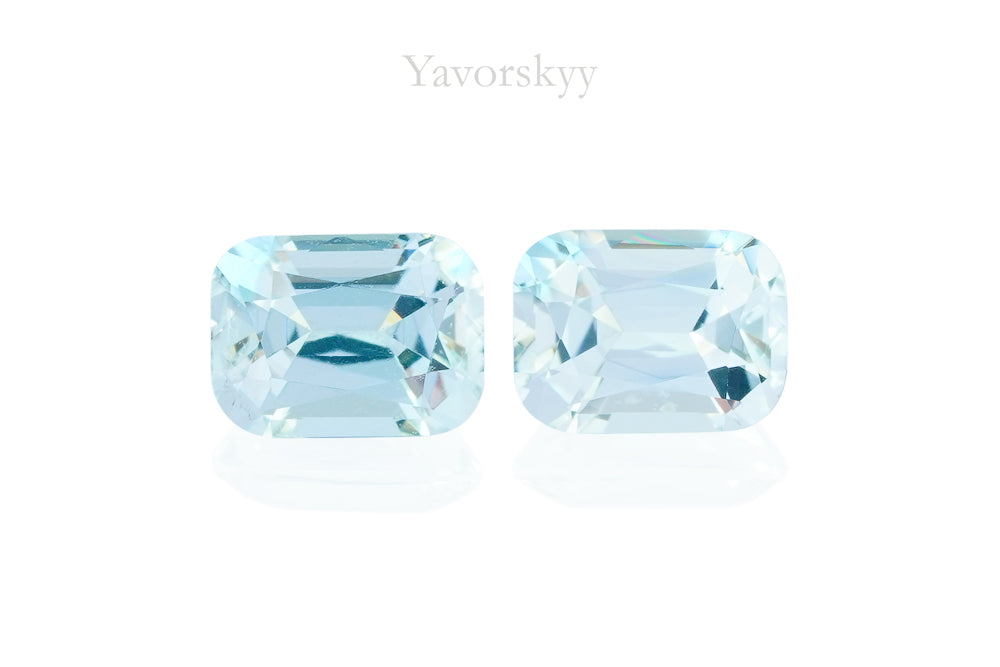 A matched pair of aquamarine 0.62 carat front view picture