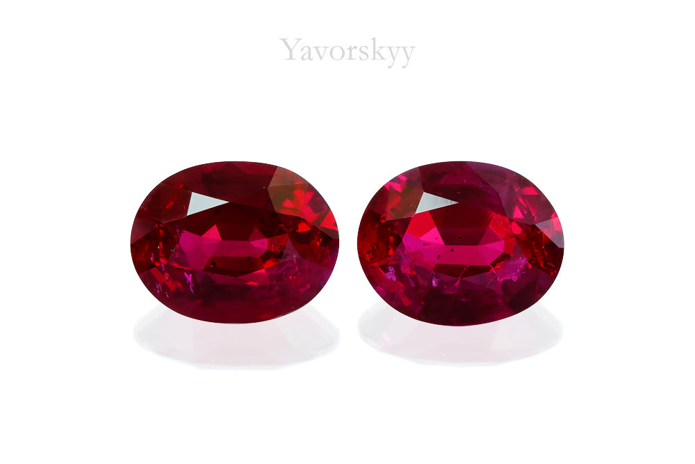 Front view photo of oval ruby 0.71 ct match pair