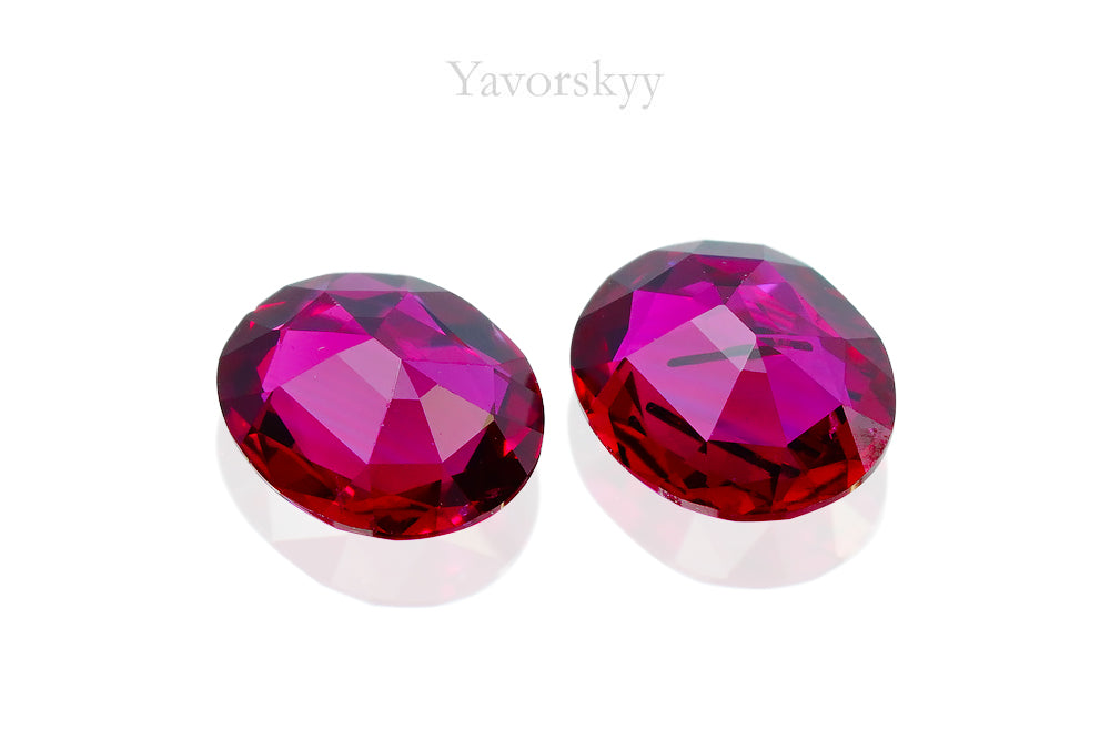 Bottom view picture of oval ruby 0.72 ct pair