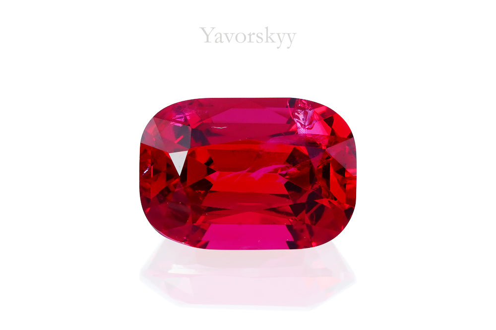 Red color spinel cushion shape 0.77 carat front view picture