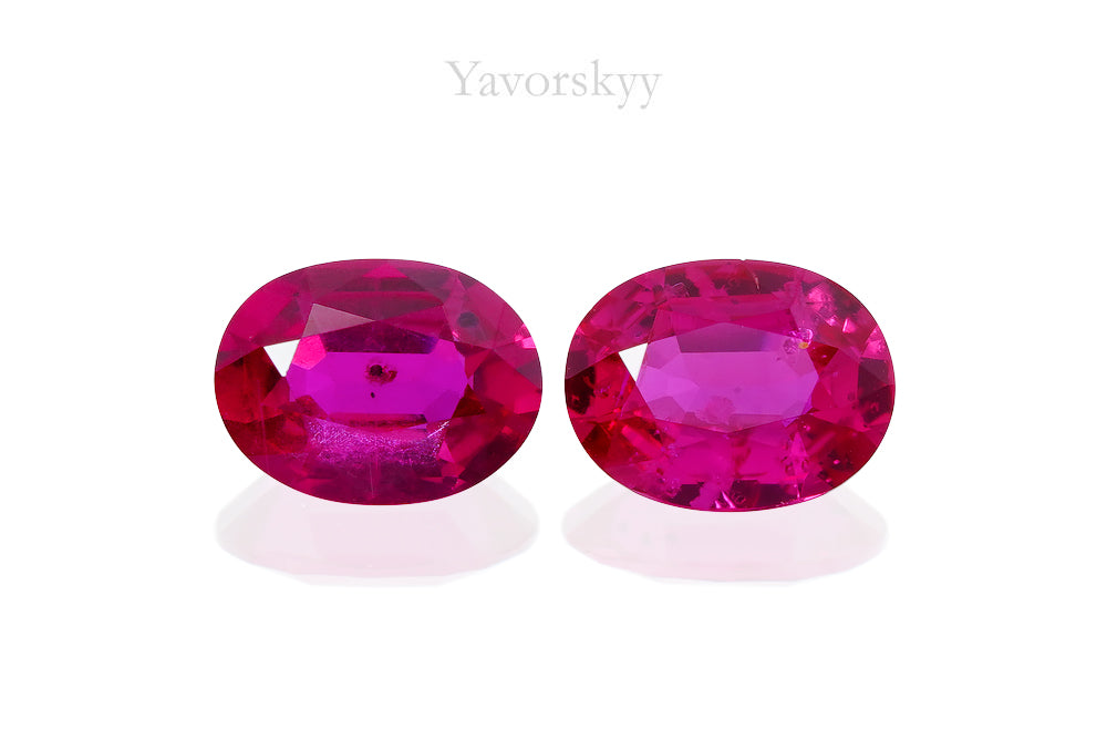 Top view image of oval ruby 0.79 carat pair