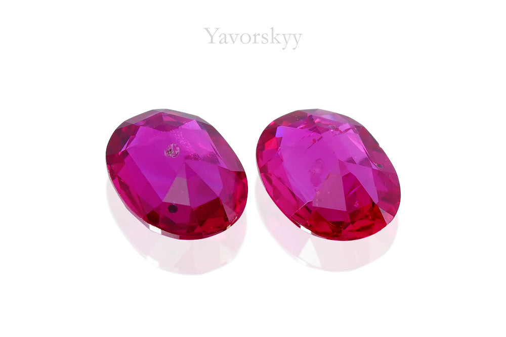 Bottom view picture of oval ruby 0.79 ct pair