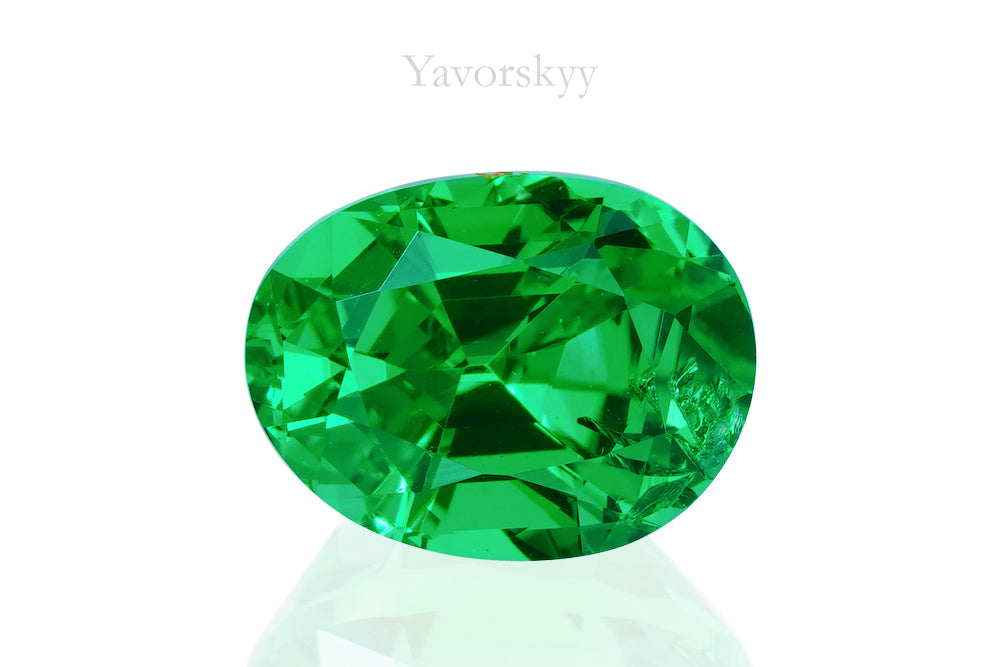 A top view picture of tsavorite 1.23 carats