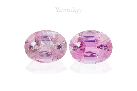 A pair of pink tourmaline oval 1.37 carats front view photo