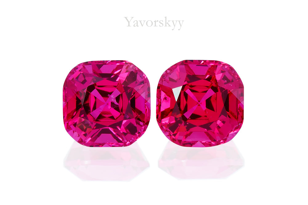 A pair of red spinel cushion 1.68 carats front view picture