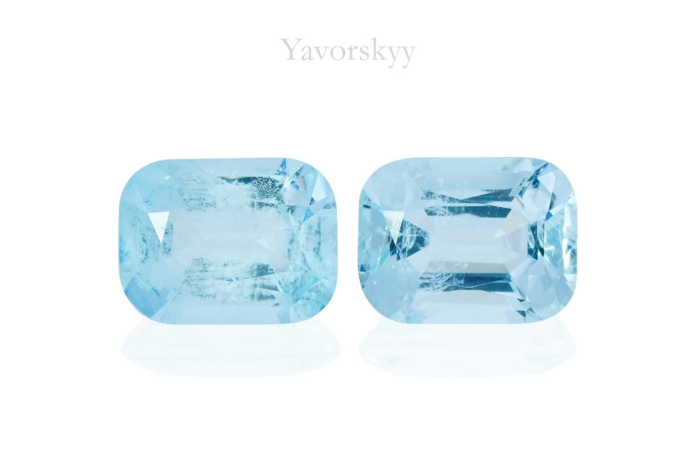 A matched pair of aquamarine 1.91 carats front view picture