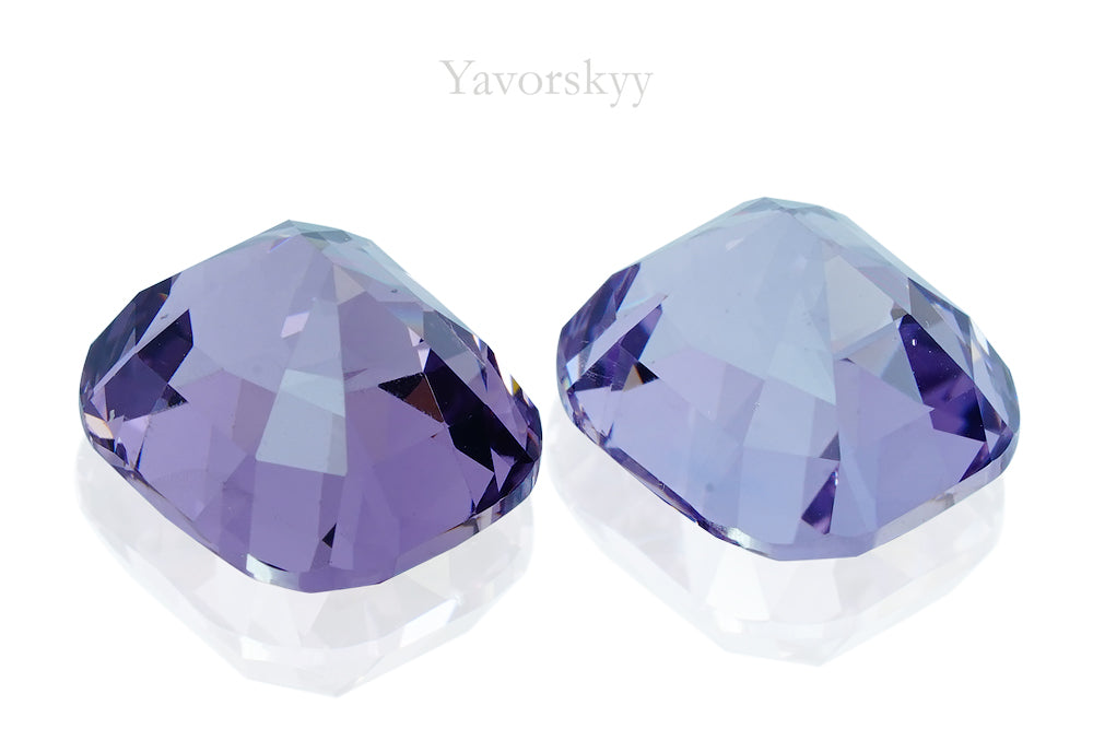 Bottom view photo of matched pair violet spinel 10.9 carats