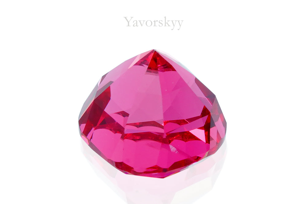 A bottom view picture of 2.08 ct red spinel cushion