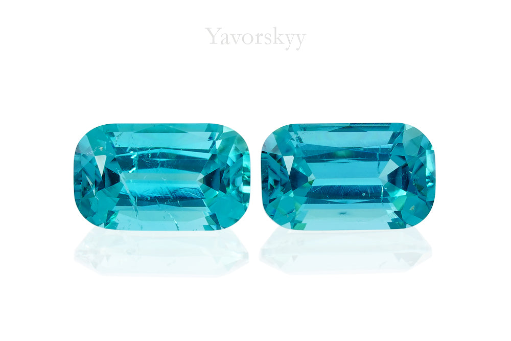 A match pair of tourmaline cushion 2.12 carats front view picture
