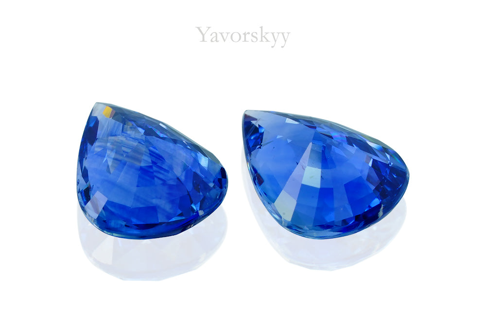 Match pair of blue sapphire pear 2.32 cts back side image