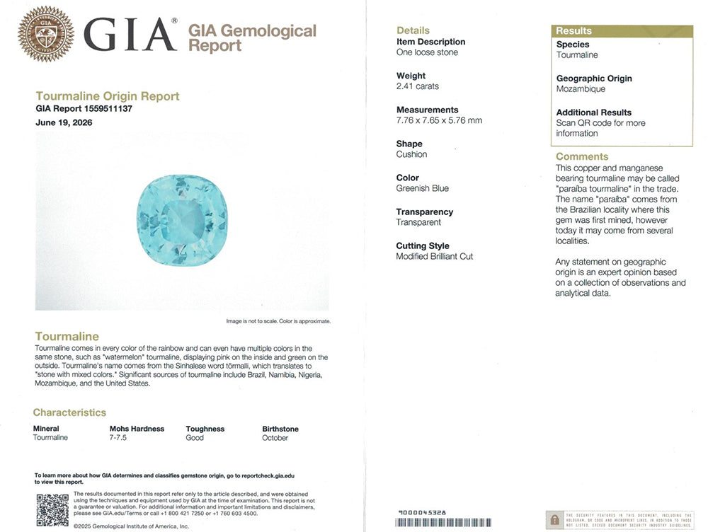 Paraiba Tourmaline 2.41 cts