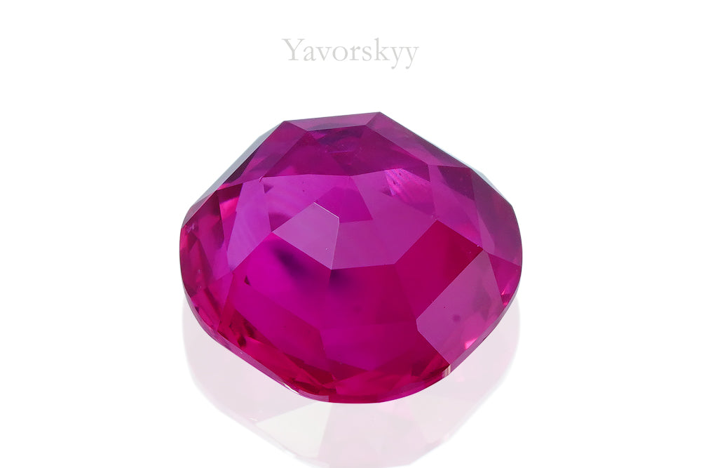 A bottom view image of 3.3 ct ruby cushion