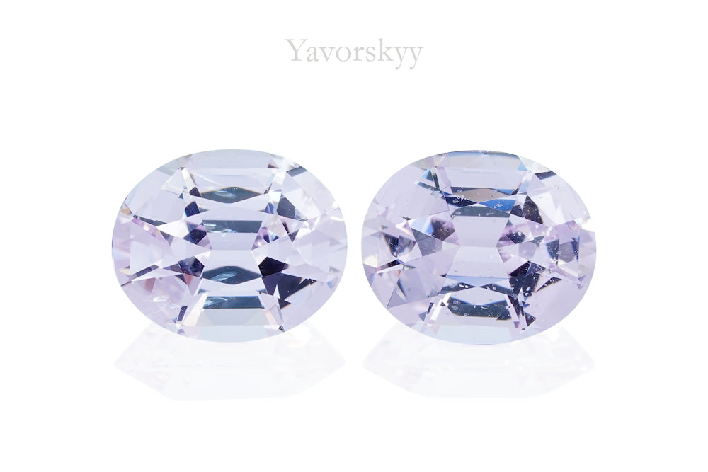 Photo of match pair grey spinel 3.82 carats oval shape