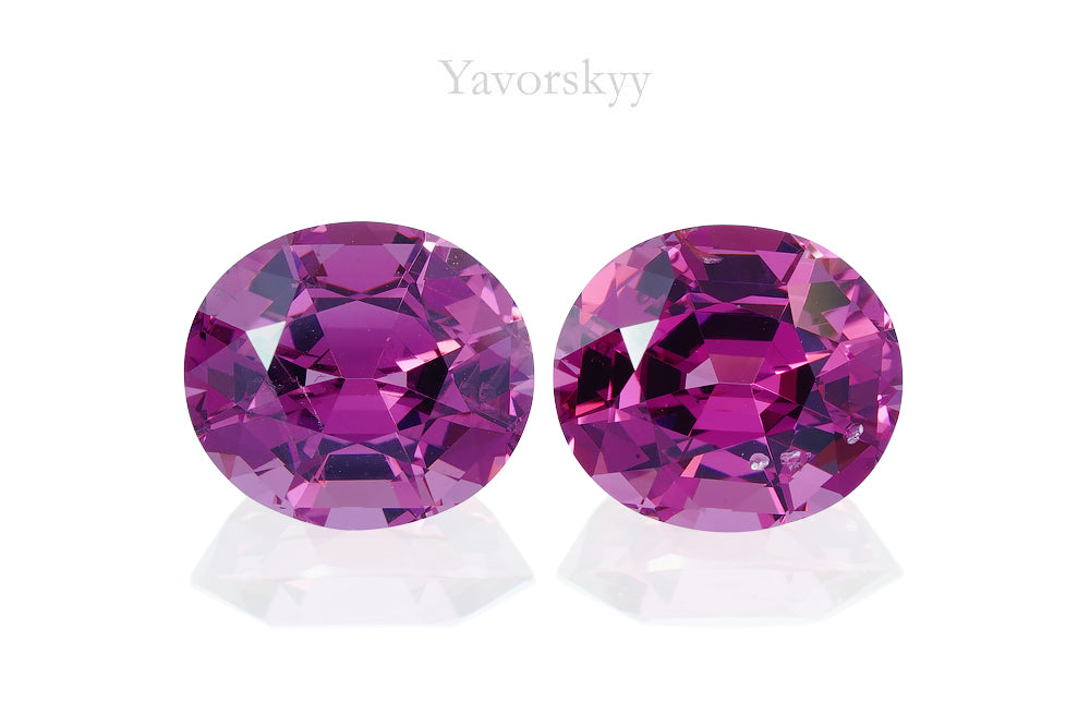 Match pair of purple spinel oval 3.85 carats front view photo