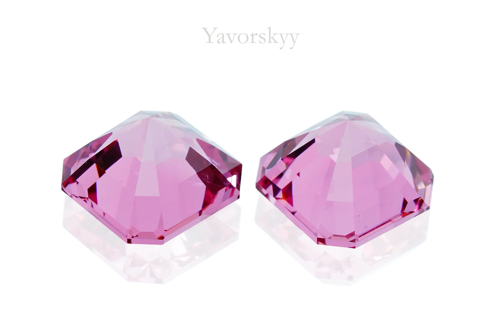 Pair of pink spinel octagonal 6.04 carats back side picture