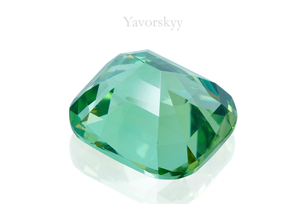 6.77 cts green tourmaline cushion cut back side photo