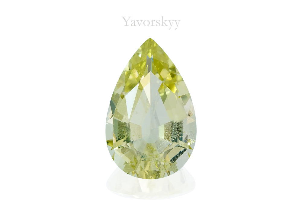 A front view picture of 7.95 ct green beryl pear