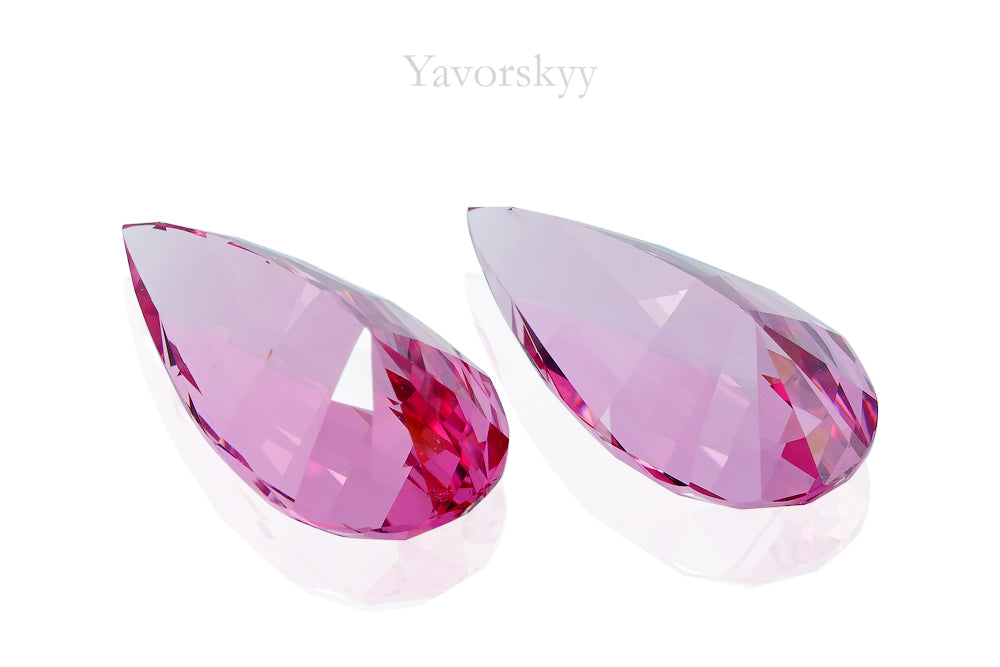 Bottom view picture of pear pink spinel 8.31 cts pair